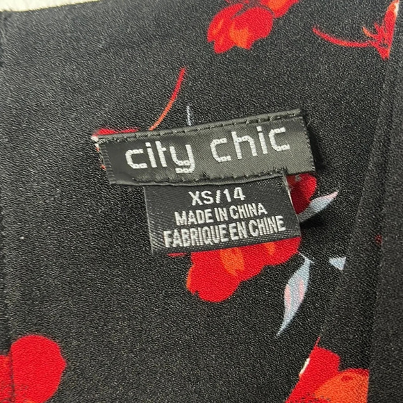 City Chic Lyra Red Floral Fit & Flare Sleeveless Dress - Picture 4 of 9